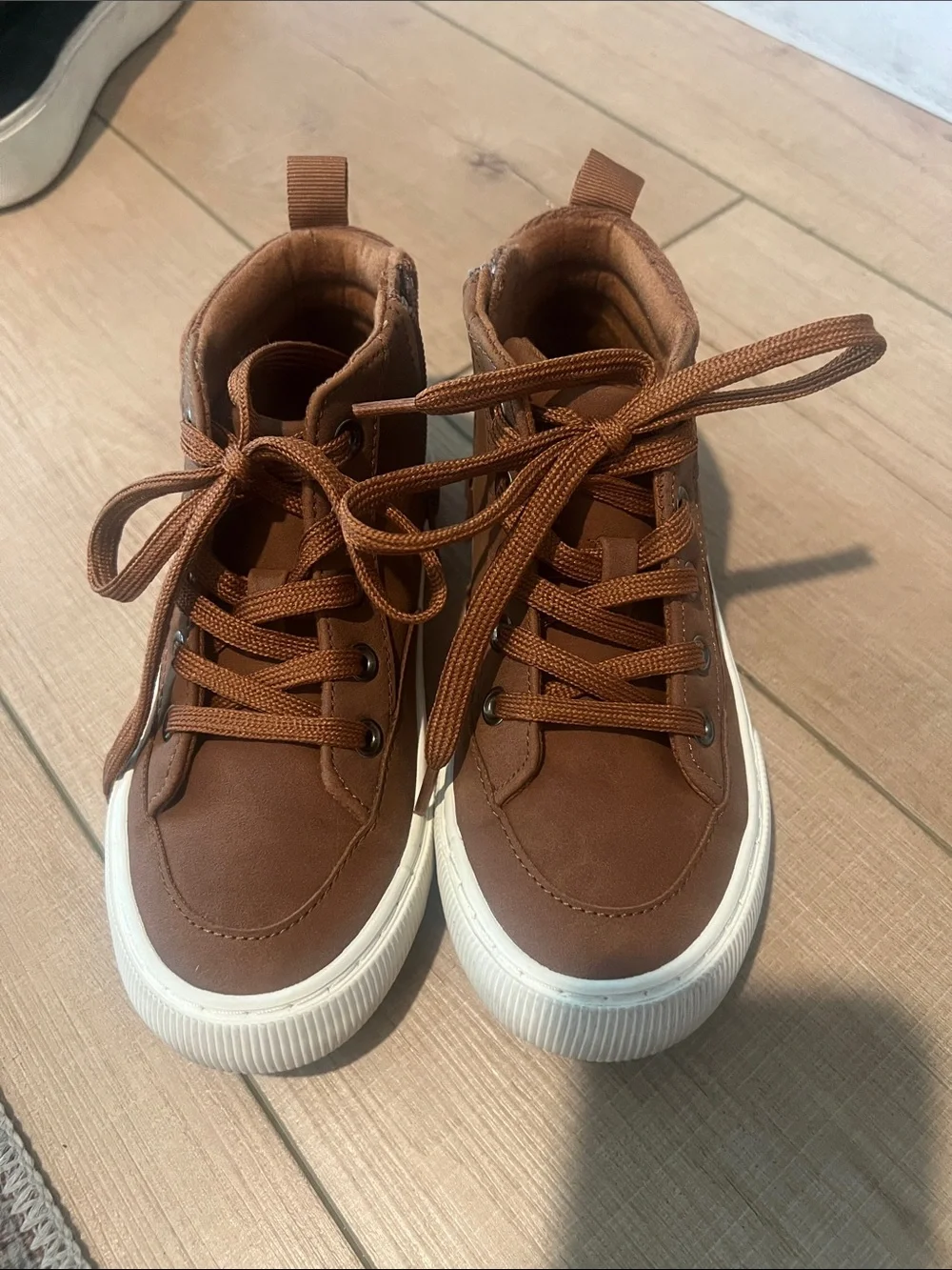 Kids Brown High-Top Sneakers - Casual Comfort